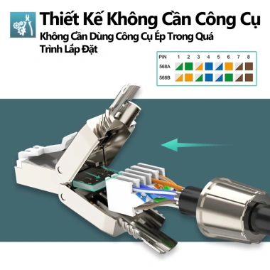 Đầu nối RJ45 Cat8 Cat7 Cat6A bảo vệ không cần dụng cụ cho cáp Ethernet 23-26AWG STP/UTP - Giá ưu đãi 59.398 VND 4