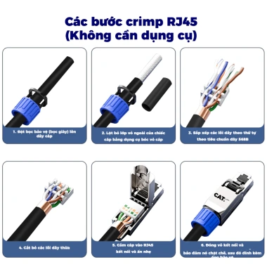Đầu nối RJ45 không cần dụng cụ CAT8/7/6A mạ vàng Ethernet 40Gbps nắp bụi – 68.090₫