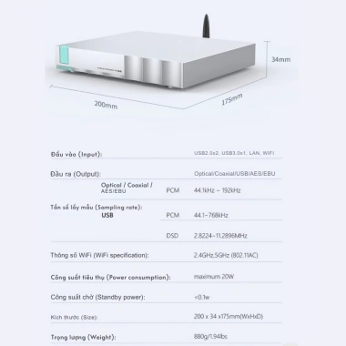 Đầu Phát SMSL N100 DAC Bluetooth - Nhạc Streaming HD, Giá 11.3 Triệu - Giảm 22% 9 Đầu Phát SMSL N100 DAC Bluetooth - Nhạc Streaming HD, Giá 11.3 Triệu - Giảm 22% 9