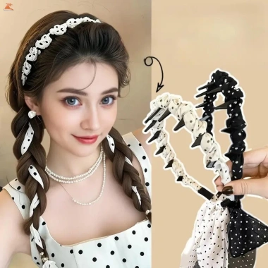 Dây buộc tóc bện chấm bi thoải mái phù hợp du lịch ngoài trời giá chỉ 39.096 VND 5