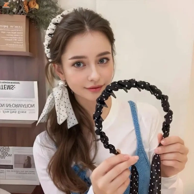 Dây buộc tóc bện chấm bi thoải mái phù hợp du lịch ngoài trời giá chỉ 39.096 VND 7