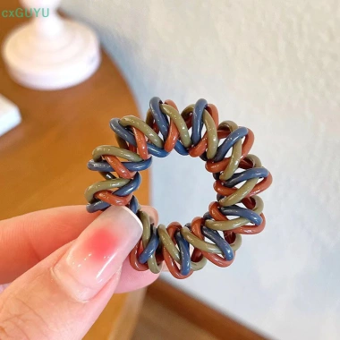 Dây buộc tóc co giãn bé gái - Scrunchies xoắn ốc màu sắc, cao su PRTA 2