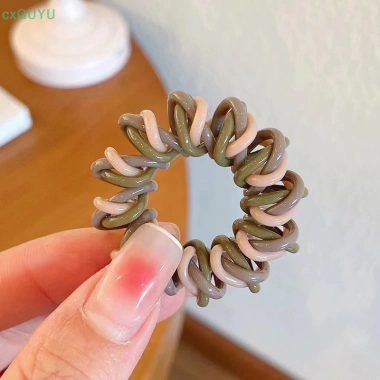 Dây buộc tóc co giãn bé gái - Scrunchies xoắn ốc màu sắc, cao su PRTA 3