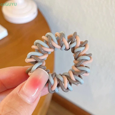 Dây buộc tóc co giãn bé gái - Scrunchies xoắn ốc màu sắc, cao su PRTA 4