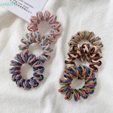 Dây buộc tóc co giãn bé gái - Scrunchies xoắn ốc màu sắc, cao su PRTA 9