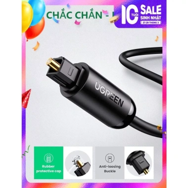 Dây Cáp Audio Quang Toslink UGREEN AV122 Tín hiệu ổn định, Âm thanh sống động