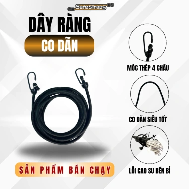 Dây Chun Buộc Hàng Safestraps Siêu Co Giãn, Móc 2 Đầu - Hàng Xuất Khẩu 33.320₫