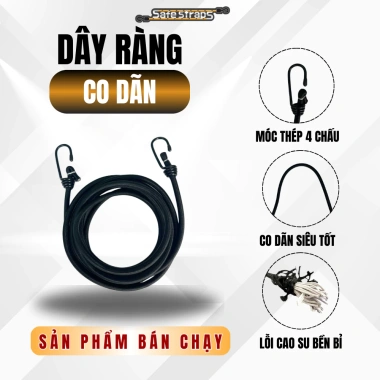 Dây Chun Buộc Hàng Safestraps Siêu Co Giãn, Móc 2 Đầu - Hàng Xuất Khẩu 33.320₫ 10