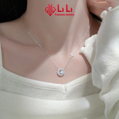Dây chuyền bạc nữ LiLi S925 đính kim cương Moissanite cao cấp trăng và sao Sloane LILI_159.798