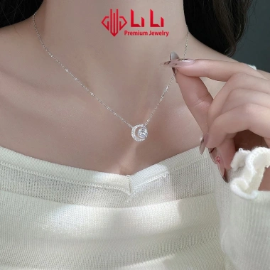 Dây chuyền bạc nữ LiLi S925 đính kim cương Moissanite cao cấp trăng và sao Sloane LILI_159.798
