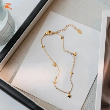 Dây chuyền mắt cá chân thép titan ngôi sao kim sa lấp lánh, chỉ 72.930 VND 3