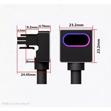 Dây nối GPU 16 Pin 12VHPWR Asia Horse Hydrus LED ARGB gập 90 độ - Giá rẻ 877.000đ