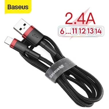 Dây sạc tự ngắt Baseus khi đầy pin - EXP4 dùng cho 6 7 ... 12 13 14 Cáp bọc dù cao cấp trong suốt 7