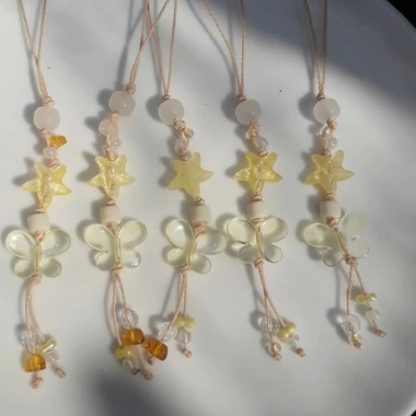 Dây treo điện thoại phong cách mùa hè, móc khóa sao biển & bướm lấp lánh - handmade xeochuhandmade, chỉ 27.400₫