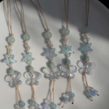 Dây treo điện thoại phong cách mùa hè, móc khóa sao biển & bướm lấp lánh - handmade xeochuhandmade, chỉ 27.400₫