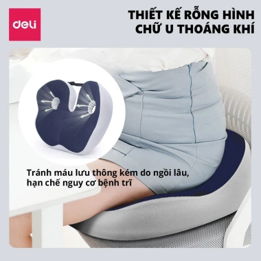 Đệm ghế ngồi văn phòng Deli cao su non chống trĩ, giảm ê mỏi, tư thế chuẩn - 208.000₫