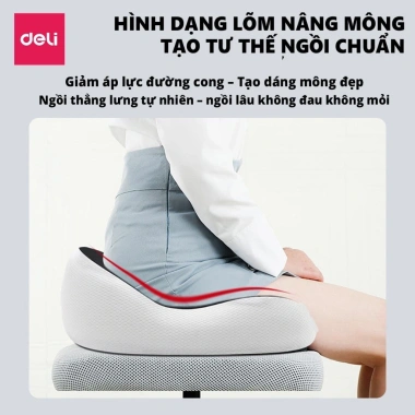 Đệm ghế ngồi văn phòng Deli cao su non chống trĩ, giảm ê mỏi, tư thế chuẩn - 208.000₫