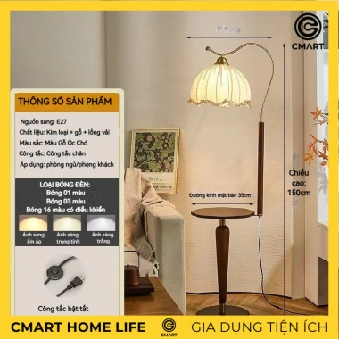 Đèn cây đứng phong cách trẻ cổ điển, đèn sàn với bàn chân trụ - decor phòng ngủ CM71 giảm giá 945k 6