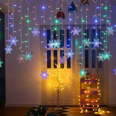 Đèn LED dây bông tuyết Giáng sinh 3,2M - Rèm chống thấm, trang trí tiệc cưới 2 Đèn LED dây bông tuyết Giáng sinh 3,2M - Rèm chống thấm, trang trí tiệc cưới 2