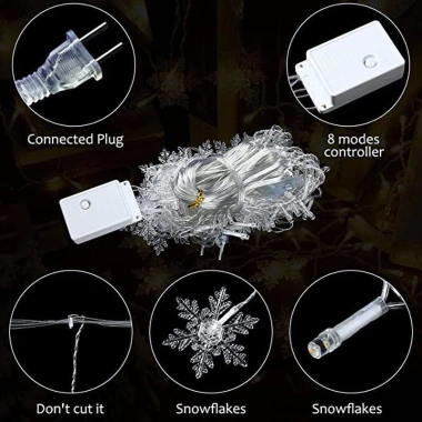 Đèn LED dây bông tuyết Giáng sinh 3,2M - Rèm chống thấm, trang trí tiệc cưới 5 Đèn LED dây bông tuyết Giáng sinh 3,2M - Rèm chống thấm, trang trí tiệc cưới 5