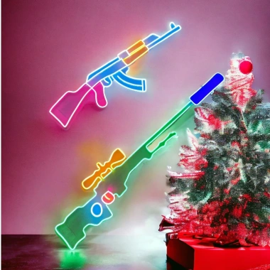 Đèn Led Neon AK 12V hình súng - Trang trí gaming, decor lung linh, giảm giá 20% - 425