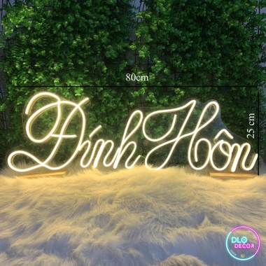 Đèn LED Neon Chữ Đính Hôn 25x80cm Vàng Nhạt - Trang Trí Tiệc Cưới, Giá Ưu Đãi 450k
