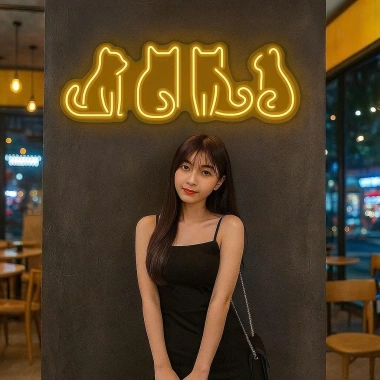 Đèn LED Neon Đàn Mèo Treo Tường Nhiều Mẫu-Kèm Nguồn & Miếng Dán, Giá 80.000 VND