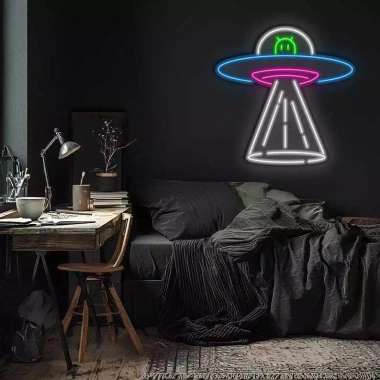 Đèn LED Neon Đĩa Bay UFO treo tường – Nhiều mẫu, kèm nguồn & miếng dán, giảm giá 329.000₫