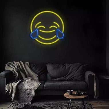Đèn LED Neon Emoji Cười Treo Tường – Nhiều mẫu, kèm nguồn & miếng dán, 249.000₫