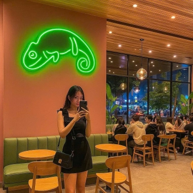 Đèn LED Neon Hình Tắc Kè Treo Tường - Kèm Nguồn & Miếng Dán, Giá 70.000₫