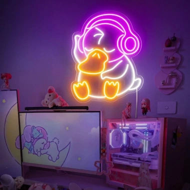 Đèn LED Neon Hình Vịt Nghe Nhạc Treo Tường - Kèm Nguồn & Miếng Dán, 80.000 VND