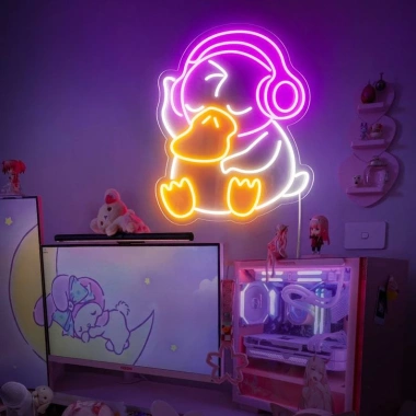 Đèn LED Neon Hình Vịt Nghe Nhạc Treo Tường - Kèm Nguồn & Miếng Dán, 80.000 VND