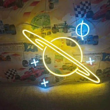 Đèn LED Neon Sao Thổ Treo Tường Đa Mẫu Kèm Nguồn và Miếng Dán Giá 300k