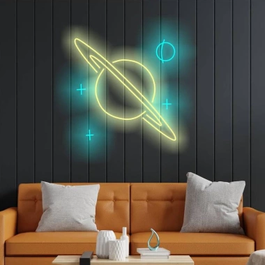 Đèn LED Neon Sao Thổ Treo Tường Đa Mẫu Kèm Nguồn và Miếng Dán Giá 300k