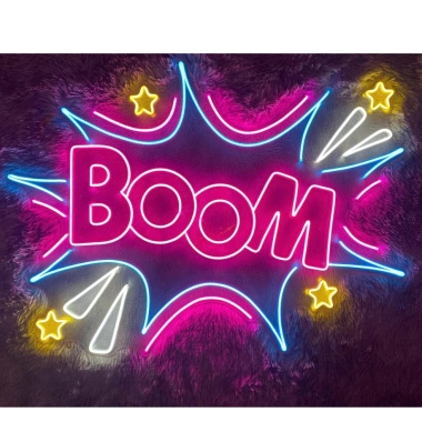 Đèn LED Neon Trang Trí Chữ BOOM Treo Tường Hình Cô Gái - Nhiều Mẫu, Kèm Nguồn và Miếng Dán, Giá 130k