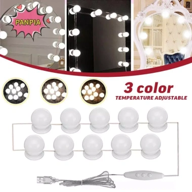 Đèn LED Vanity PNPIA - Bộ đèn gương USB cho bàn trang điểm, ánh sáng 3 màu, tiết kiệm