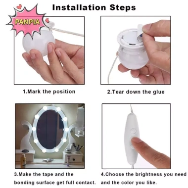 Đèn LED Vanity PNPIA - Bộ đèn gương USB cho bàn trang điểm, ánh sáng 3 màu, tiết kiệm 8 Đèn LED Vanity PNPIA - Bộ đèn gương USB cho bàn trang điểm, ánh sáng 3 màu, tiết kiệm 8