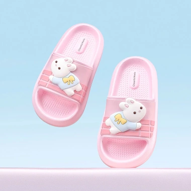 Dép lê bé gái Cheerful Mario Pink Bunny – Động vật dễ thương, đế EVA mềm, 182.520₫
