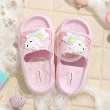 Dép lê bé gái Cheerful Mario Pink Bunny – Động vật dễ thương, đế EVA mềm, 182.520₫