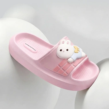 Dép lê bé gái Cheerful Mario Pink Bunny – Động vật dễ thương, đế EVA mềm, 182.520₫