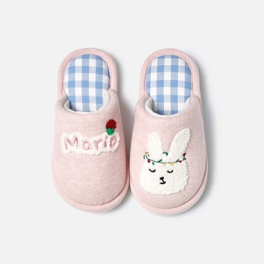 Dẹ́p Mario bông vải lanh bé gái thỏ hồng nhạt thêu khăn dễ thương Giá chỉ 186.900đ