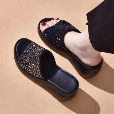 Dép Nữ Đế Xuồng AG16 Da Cao Cấp, Đế PU Siêu Nhẹ, Êm Đệm, Tăng 7cm, Giá 310k