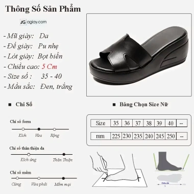 Dép Nữ Đế Xuồng AG18 Da Cao Cấp, Đế PU Siêu Nhẹ 5cm Tăng Cao, Siêu Êm 7 Dép Nữ Đế Xuồng AG18 Da Cao Cấp, Đế PU Siêu Nhẹ 5cm Tăng Cao, Siêu Êm 7