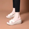 Dép Nữ Đế Xuồng AG18 Da Cao Cấp, Đế PU Siêu Nhẹ 5cm Tăng Cao, Siêu Êm 10
