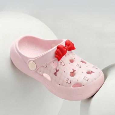 Dép Sục Đế Xuồng Mario Hình Nơ Bướm Cho Bé Gái Màu Hồng, Siêu Nhẹ, Mềm Mại, Chống Trượt Đi Biển Ngoài Trời