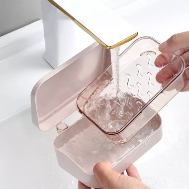 Đĩa Xà Phòng Nắp Lật Top, Giá Đỡ Kệ, Hộp Đựng Thoát Nước, Giá chỉ 45.100₫ 3