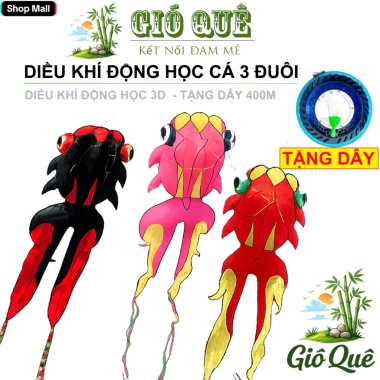 Diều Cá Khí Động Học 3D Cao Cấp – Bay Ổn Định, Tặng Dây và Tay Quay GIÓ QUÊ STORE