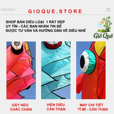Diều Cá Khí Động Học 3D Cao Cấp – Bay Ổn Định, Tặng Dây và Tay Quay GIÓ QUÊ STORE