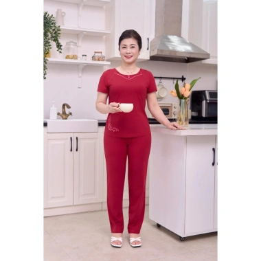Đồ bộ mặc nhà nữ trung niên mùa hè SUNFLY SP2.252 áo cộc quần dài cotton co dãn mềm mát 458,100₫ 2