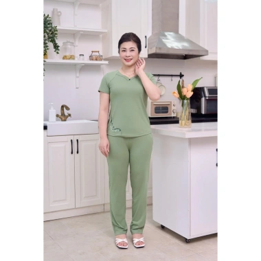 Đồ bộ mặc nhà nữ trung niên mùa hè SUNFLY SP2.252 áo cộc quần dài cotton co dãn mềm mát 458,100₫ 3
